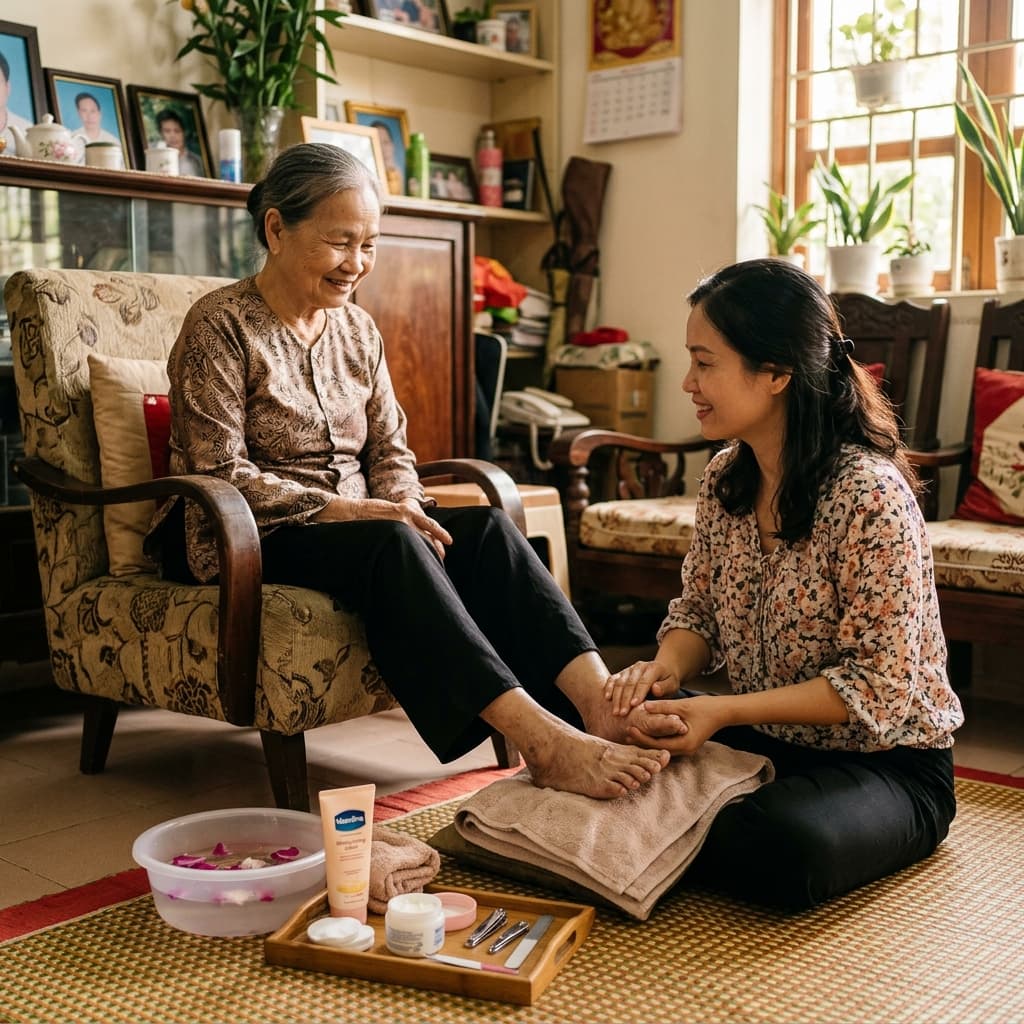 Người Chăm Sóc Chân Tiểu Đường: 7 Bước Mỗi Tối Và Bộ Dụng Cụ Cần Thiết