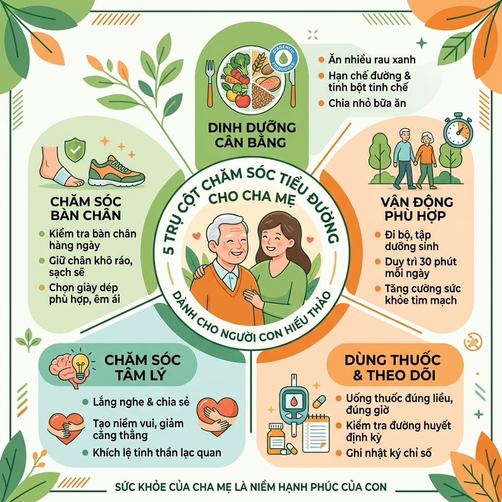 Chăm Sóc Bố Mẹ Tiểu Đường: Hướng Dẫn Toàn Diện Cho Con Cái