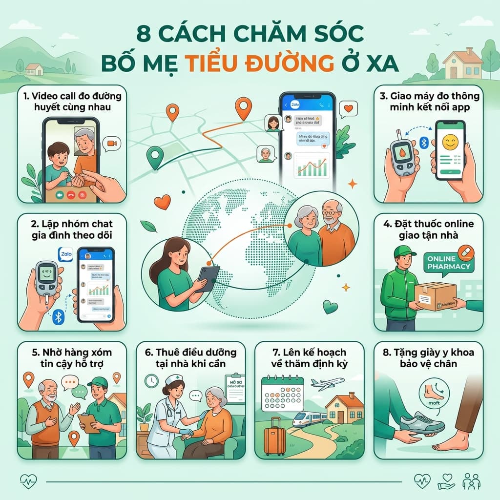 Bố Mẹ Tiểu Đường Ở Xa: 8 Cách Chăm Sóc Bố Mẹ Tiểu Đường Từ Xa