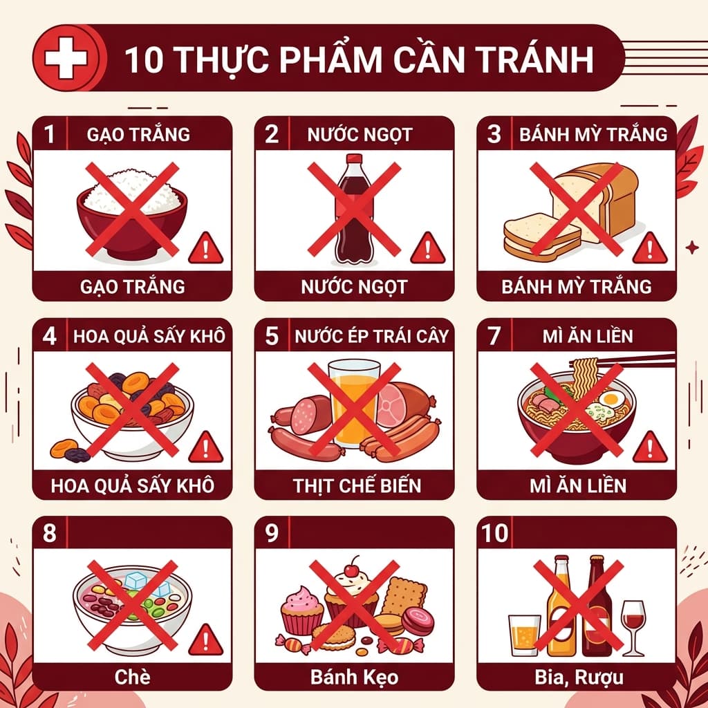 Tiểu Đường Kiêng Ăn Gì? 10 Thực Phẩm Cần Tránh Hoàn Toàn + Bảng Thay Thế