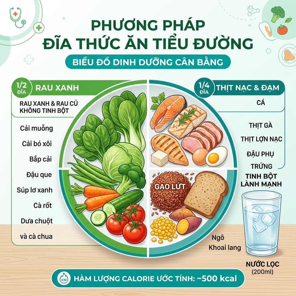 Chế Độ Ăn Bệnh Nhân Tiểu Đường: Nguyên Tắc Đĩa Ăn & 3 Sai Lầm Cần Tránh