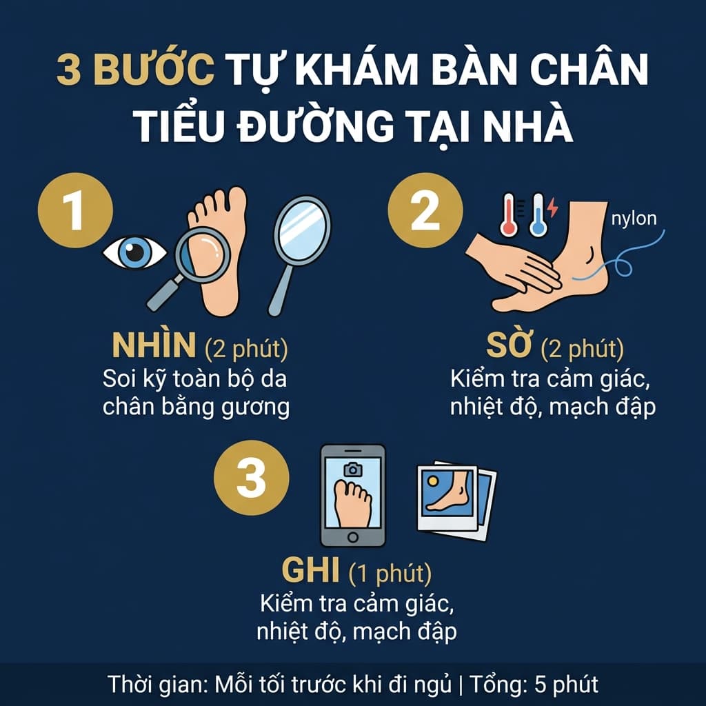 Cách Tự Khám Bàn Chân Tiểu Đường Tại Nhà: SOP 3 Bước Chuẩn ADA