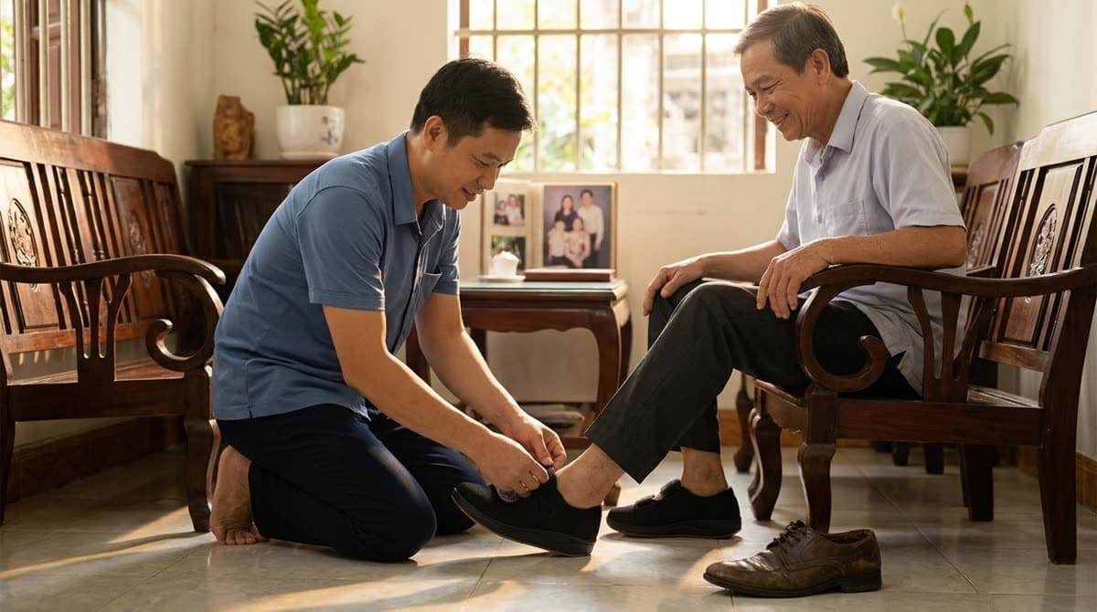 Mua Giày Tiểu Đường Cho Bố Mẹ Ở Xa: Chọn Chuẩn Không Lệch Size