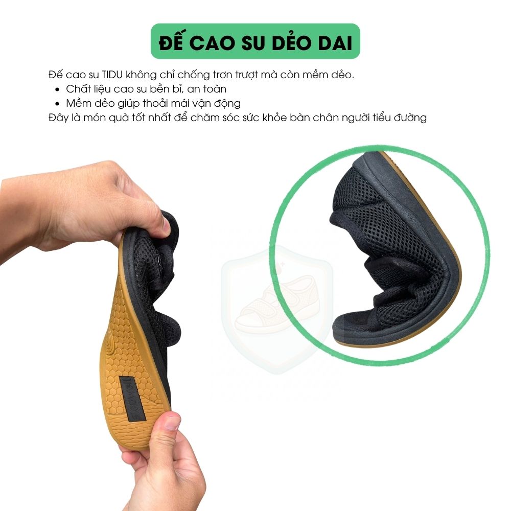 Cấu tạo đế cao su chống trơn trượt của gi&agrave;y y khoa ngăn ngừa biến chứng b&agrave;n ch&acirc;n tiểu đường &mdash; bền bỉ v&agrave; an to&agrave;n