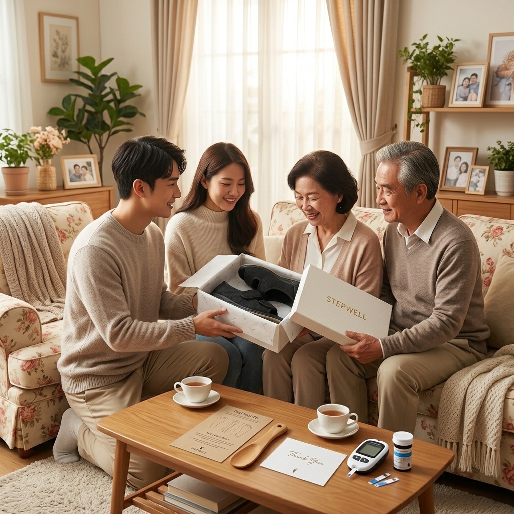 Con ch&aacute;u tặng bố mẹ đ&ocirc;i gi&agrave;y y khoa TIDU01 ph&ograve;ng ngừa biến chứng b&agrave;n ch&acirc;n tiểu đường &mdash; m&oacute;n qu&agrave; hiếu thảo