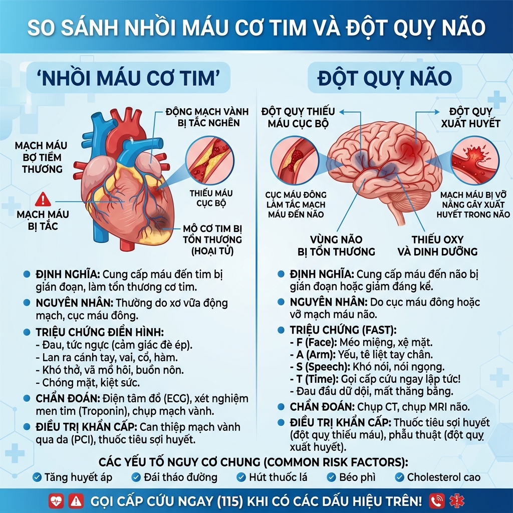 Ph&acirc;n biệt nhồi m&aacute;u cơ tim v&agrave; đột quỵ n&atilde;o do biến chứng tim mạch tiểu đường