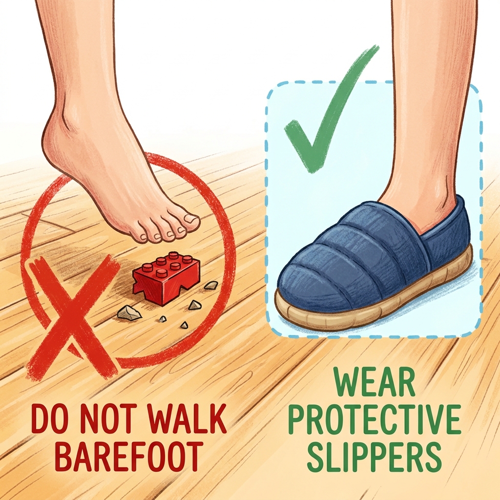 Cấm đi chân đất để hạn chế giẫm dị vật đồ sắc nhọn găm vào lòng chân