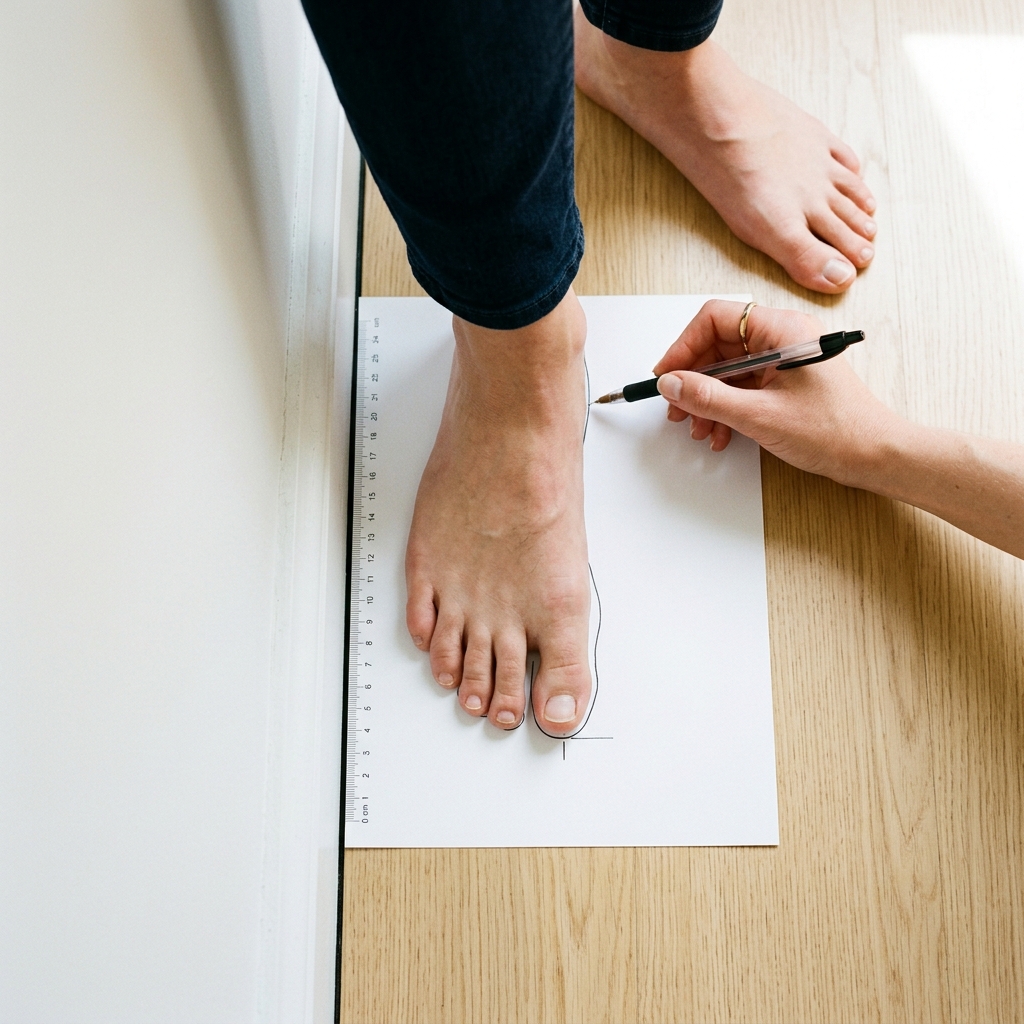 c&aacute;ch đ&aacute;nh dấu ng&oacute;n ch&acirc;n d&agrave;i nhất khi đo size gi&agrave;y tiểu đường