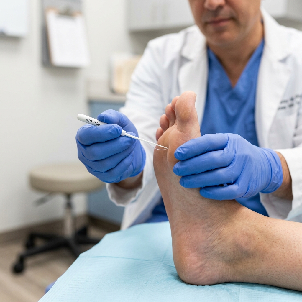 Monofilament test kiểm tra cảm giác bàn chân tiểu đường