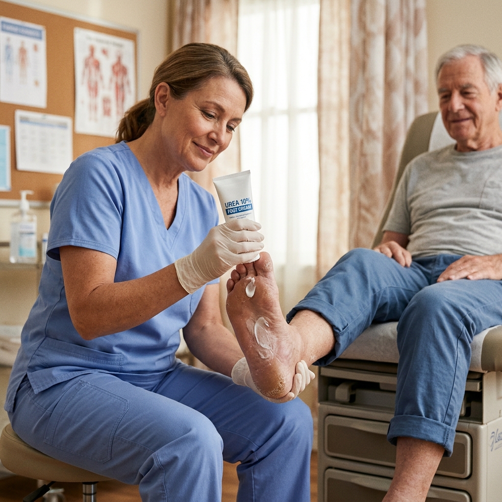 Chăm sóc tích cực bôi kem y tế bảo vệ gót chân tiểu đường