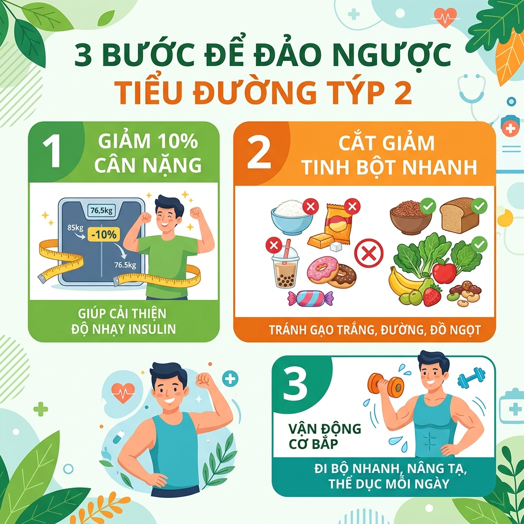 3 bước quan trọng thay cho c&acirc;u hỏi bệnh tiểu đường c&oacute; chữa khỏi kh&ocirc;ng