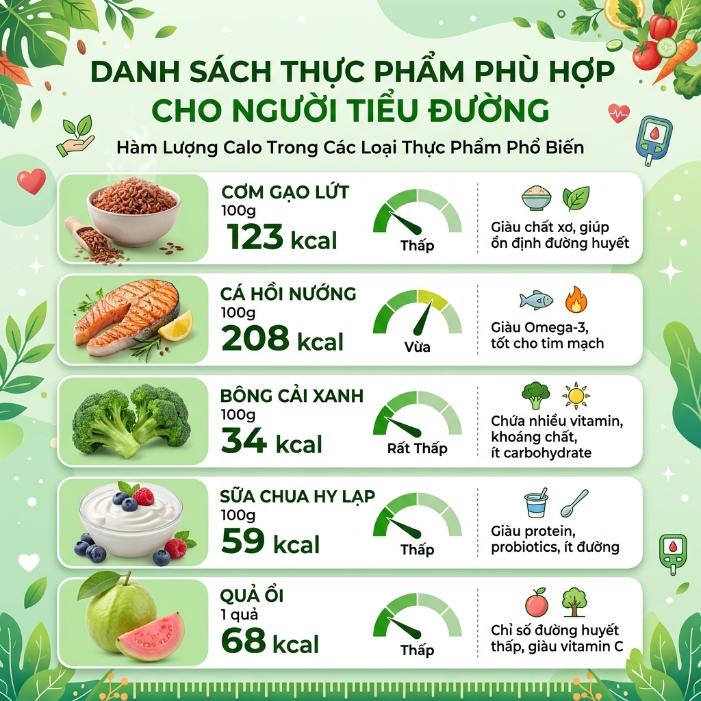 t&iacute;nh calo cho người tiểu đường bảng calo thực phẩm gạo lứt c&aacute; hồi rau