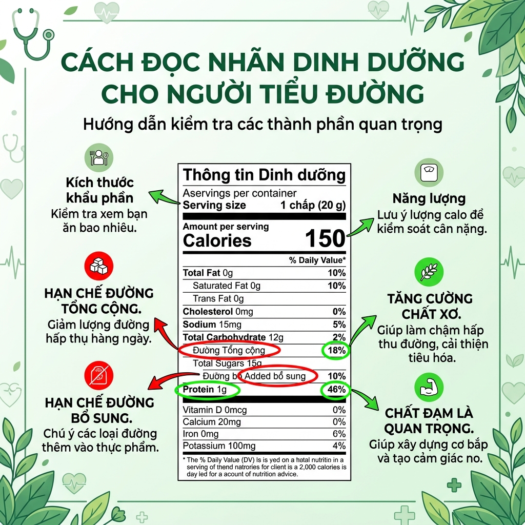 đi chợ cho người tiểu đường c&aacute;ch đọc nh&atilde;n dinh dưỡng 5 bước