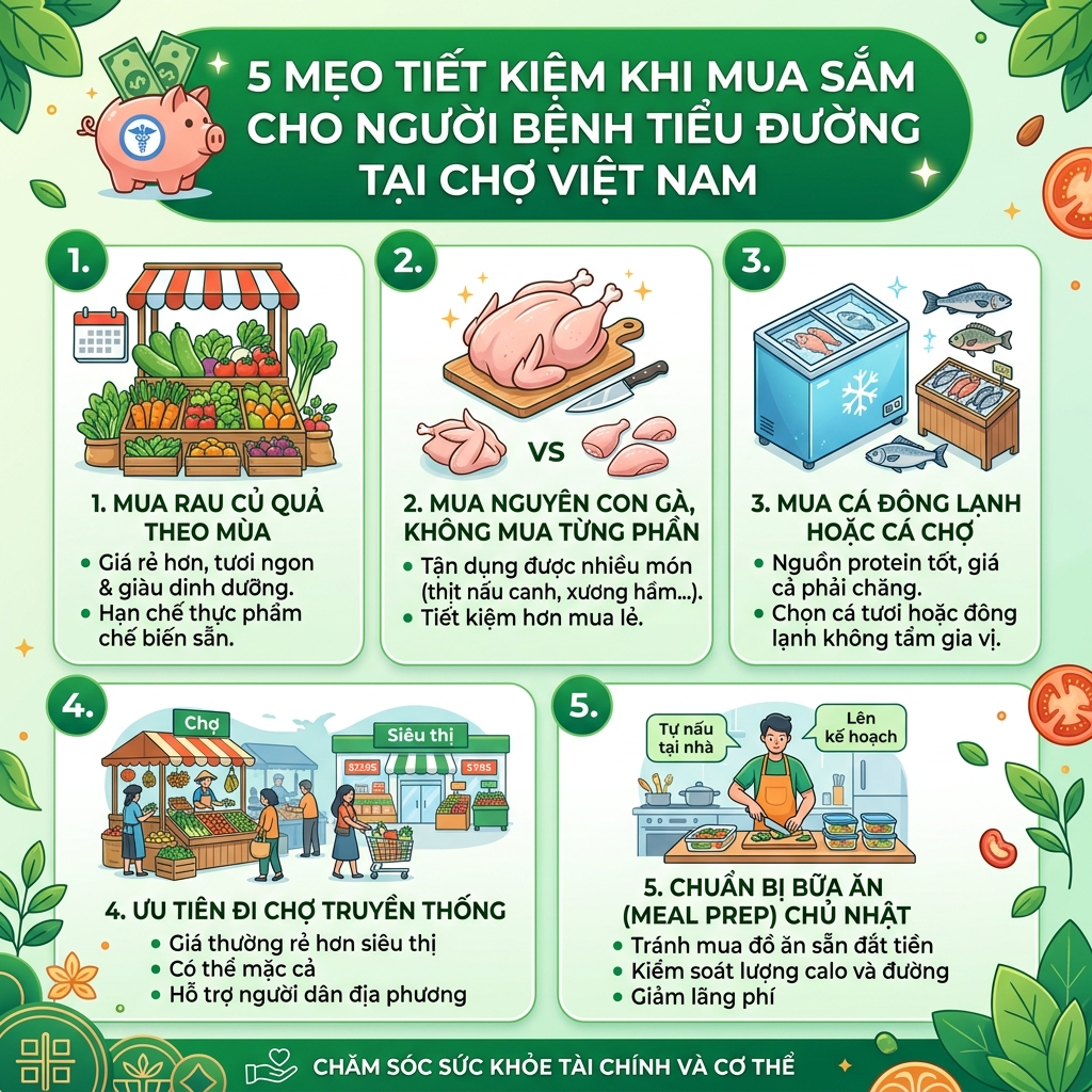 thực đơn tiểu đường dưới 50K 5 mẹo tiết kiệm đi chợ Việt Nam