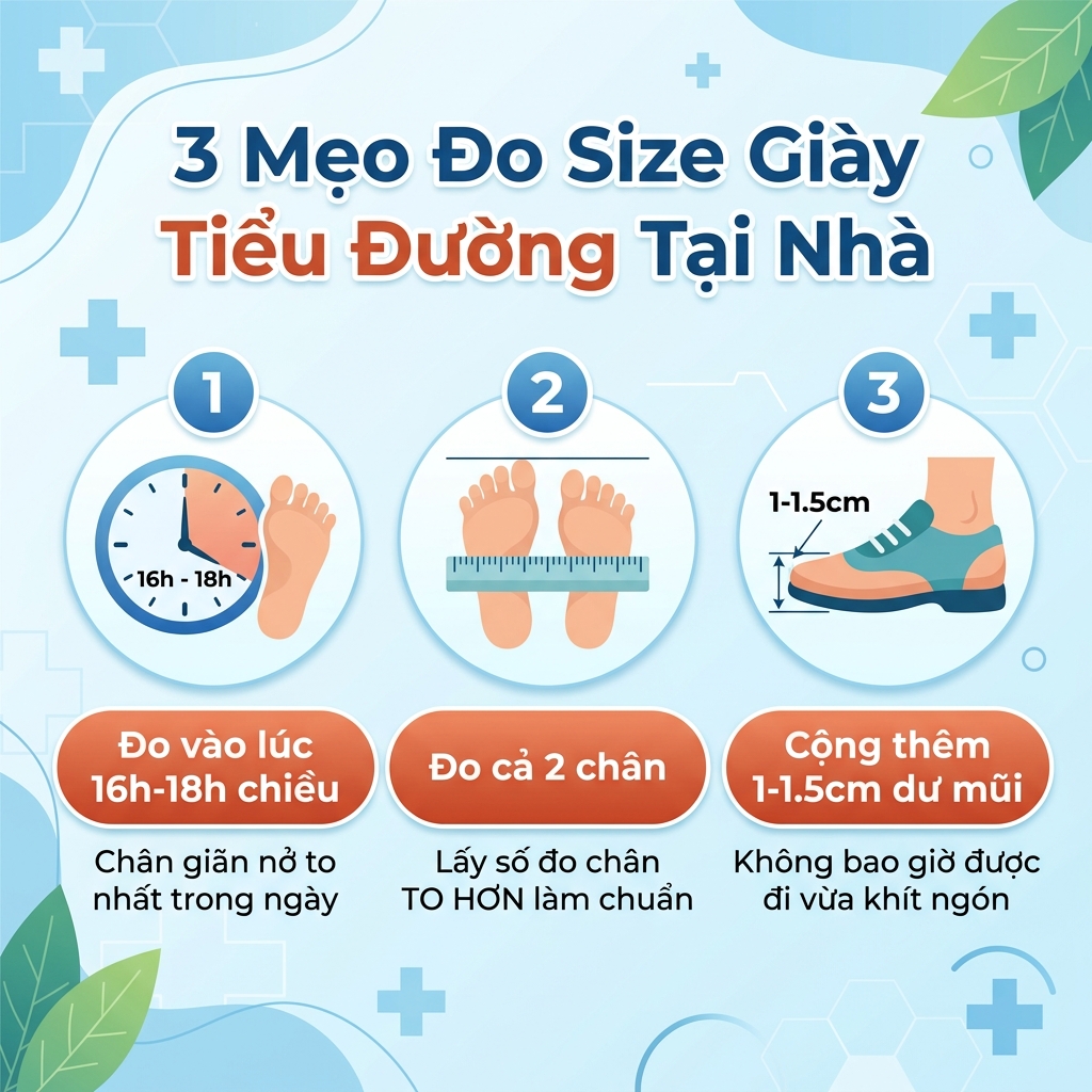 3 mẹo đo size giày tiểu đường tại nhà đúng cách