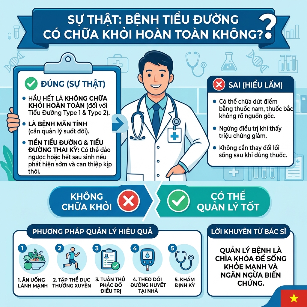 B&aacute;c sĩ y khoa trả lời sự thật về việc bệnh tiểu đường c&oacute; chữa khỏi kh&ocirc;ng