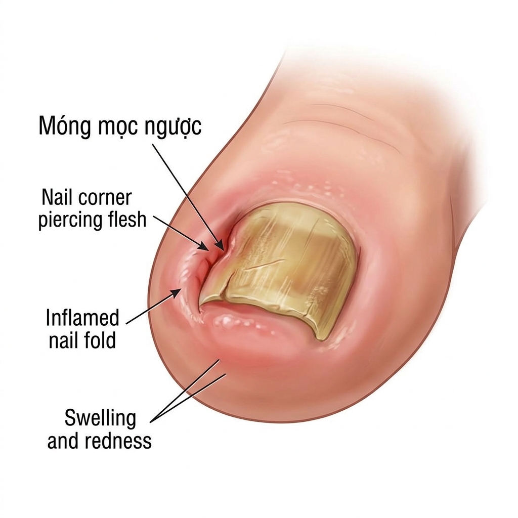 Móng mọc ngược đâm vào rãnh thịt chân