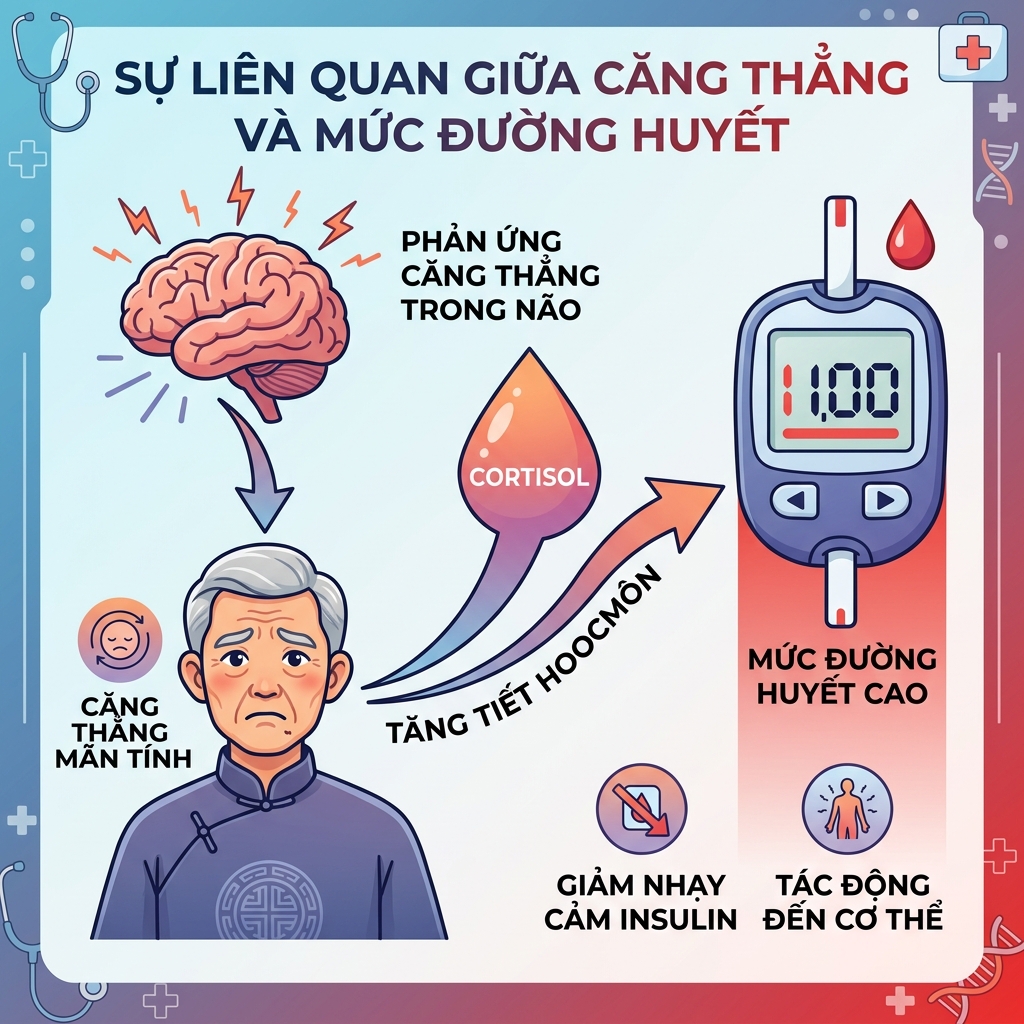Stress tiểu đường cortisol tăng đường huyết cơ chế n&atilde;o tuyến thượng thận insulin