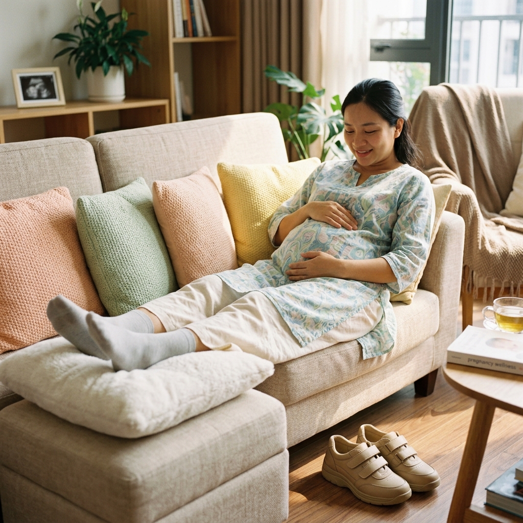 Tiểu đường thai kỳ mẹ bầu k&ecirc; ch&acirc;n cao sofa gi&agrave;y TIDU kem Velcro b&ecirc;n cạnh