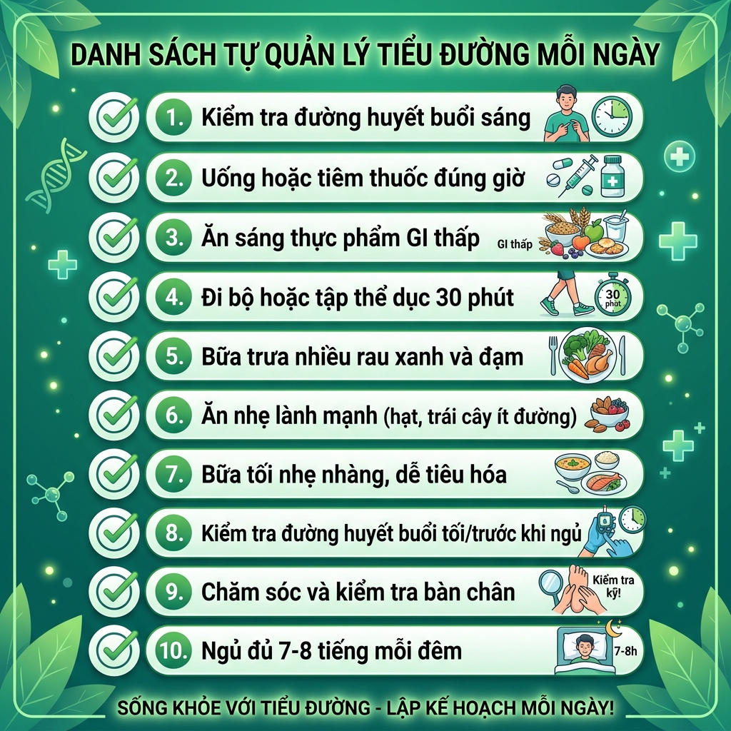kiểm so&aacute;t tiểu đường bằng dinh dưỡng checklist 10 bước mỗi ng&agrave;y