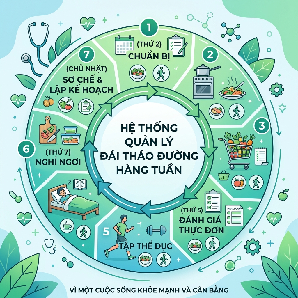 kiểm so&aacute;t tiểu đường bằng dinh dưỡng lịch tuần quản l&yacute; hệ thống