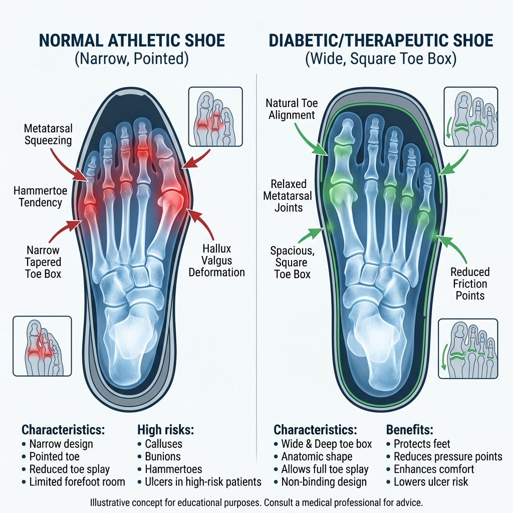 Ph&acirc;n t&iacute;ch hộp mũi rộng thiết yếu của gi&agrave;y y khoa tiểu đường