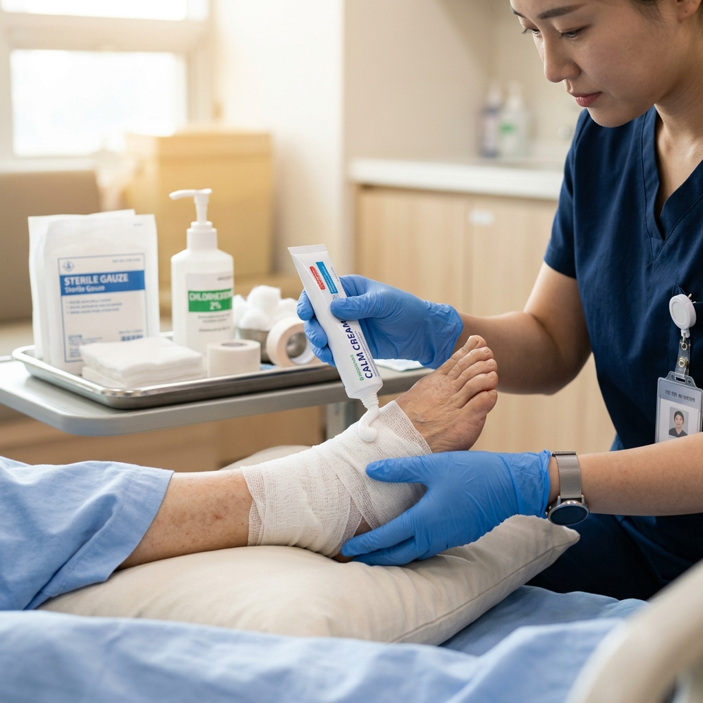 y t&aacute; b&ocirc;i thuốc chăm s&oacute;c vết lo&eacute;t ch&acirc;n tiểu đường cho bệnh nh&acirc;n trong điều kiện v&ocirc; tr&ugrave;ng
