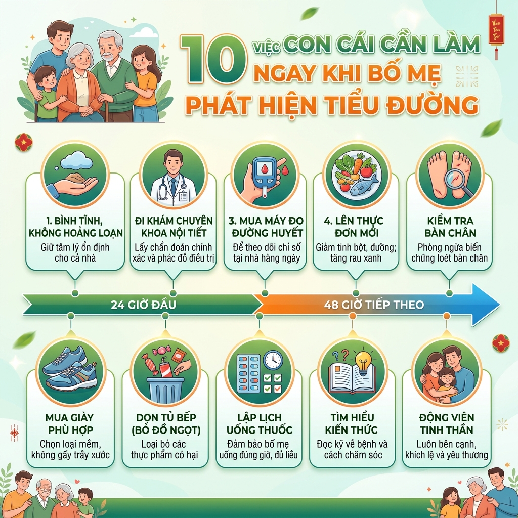 bố mẹ tiểu đường phải làm gì 10 việc con cái cần làm ngay