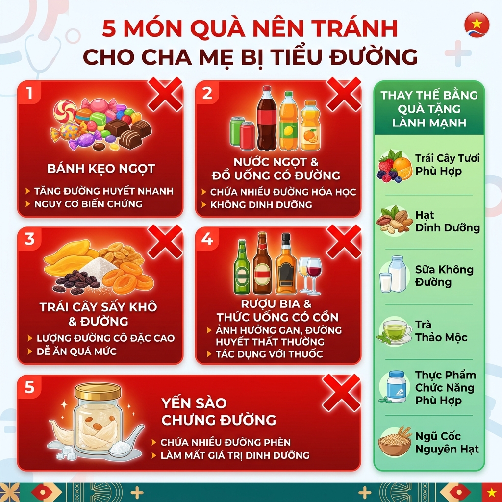 qu&agrave; cho người tiểu đường 5 m&oacute;n qu&agrave; cần tr&aacute;nh tuyệt đối