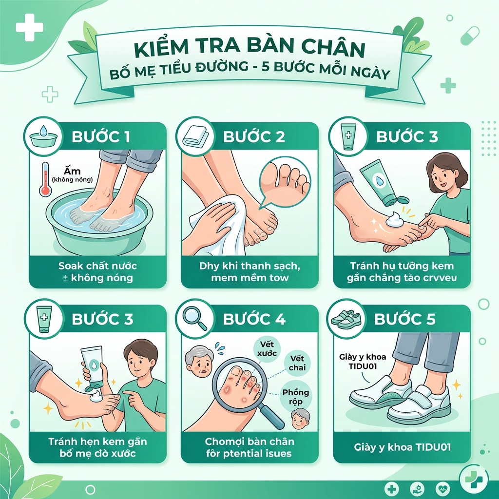 Kiểm tra b&agrave;n ch&acirc;n tiểu đường mỗi ng&agrave;y l&agrave; điều kiện bắt buộc
