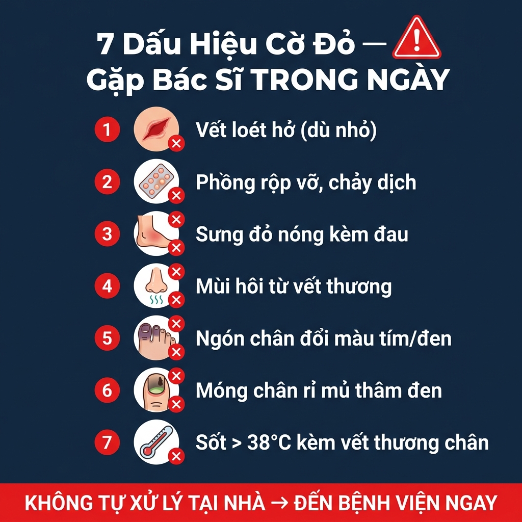 7 dấu hiệu cờ đỏ b&agrave;n ch&acirc;n tiểu đường phải gặp b&aacute;c sĩ trong ng&agrave;y