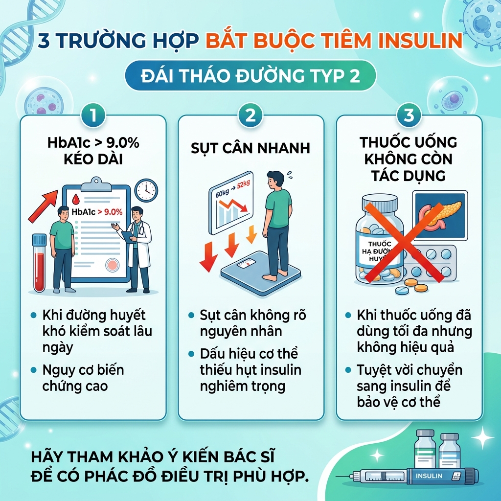 3 trường hợp bệnh nh&acirc;n type 2 bắt buộc phải ti&ecirc;m insulin tiểu đường