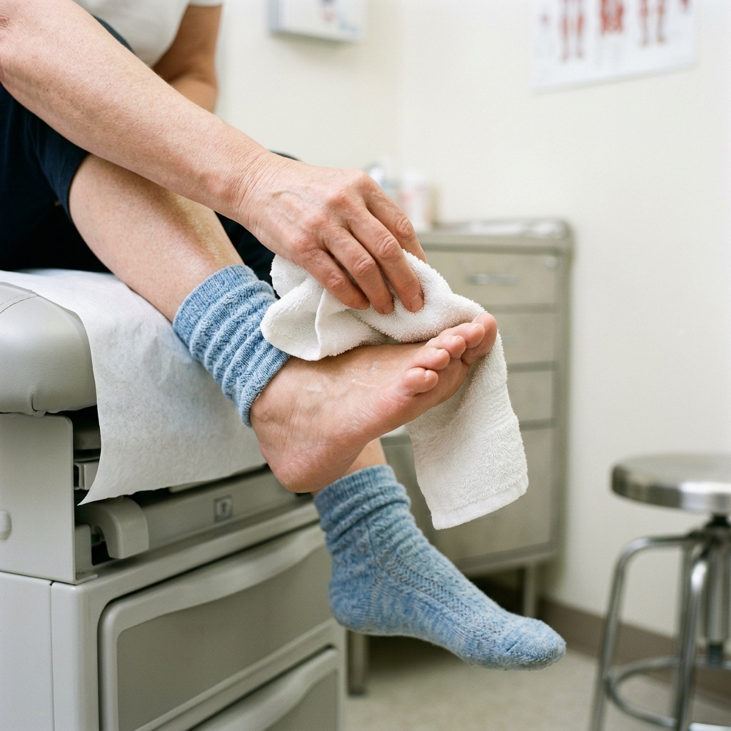 Lau thật khô kẽ ngón chân bằng khăn bông mềm bảo vệ nấm kẽ chân