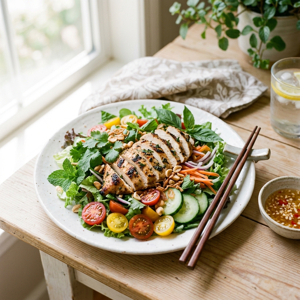 bữa trưa cho người tiểu đường salad g&agrave; nướng rau xanh