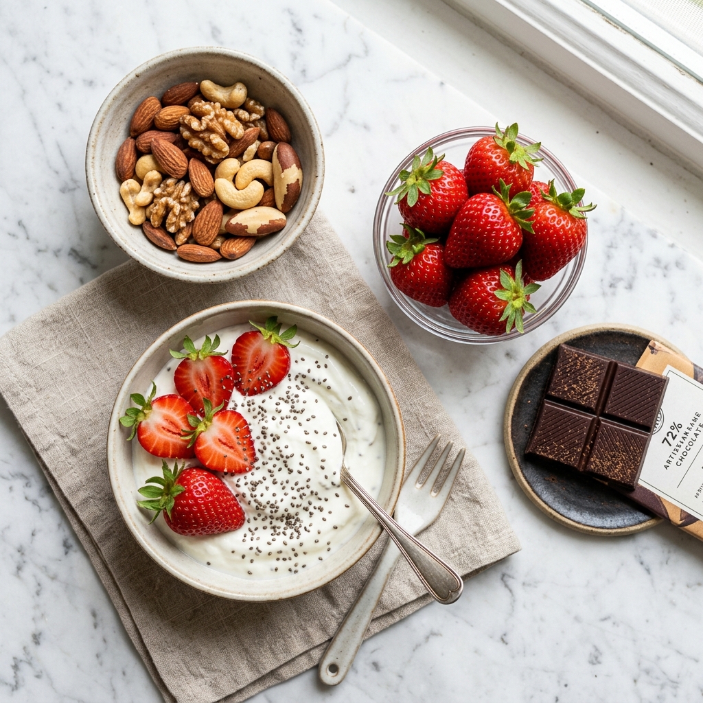 sữa cho người tiểu đường sữa chua hạt d&acirc;u t&acirc;y socola đen healthy snack