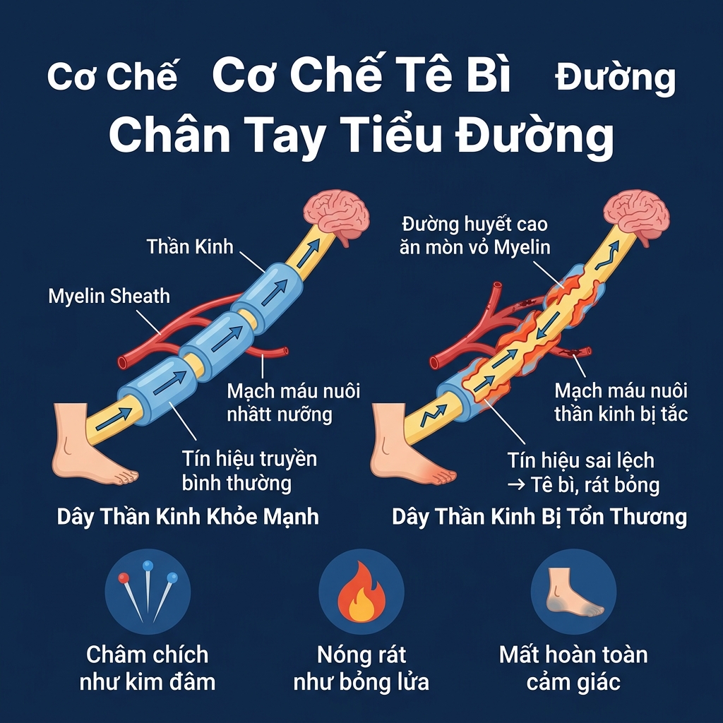M&ocirc; phỏng tổn thương thần kinh ngoại bi&ecirc;n g&acirc;y t&ecirc; b&igrave; ch&acirc;n tay tiểu đường