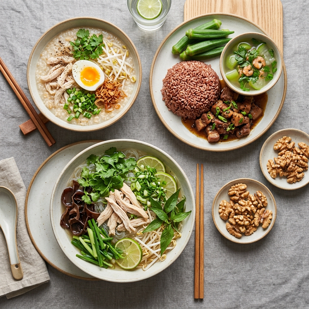 thực đơn thứ năm tiểu đường ch&aacute;o yến mạch heo kho ti&ecirc;u