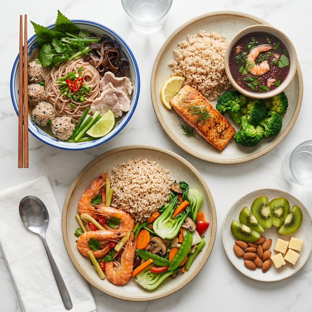 thực đơn thứ s&aacute;u tiểu đường c&aacute; hồi t&ocirc;m hấp sả