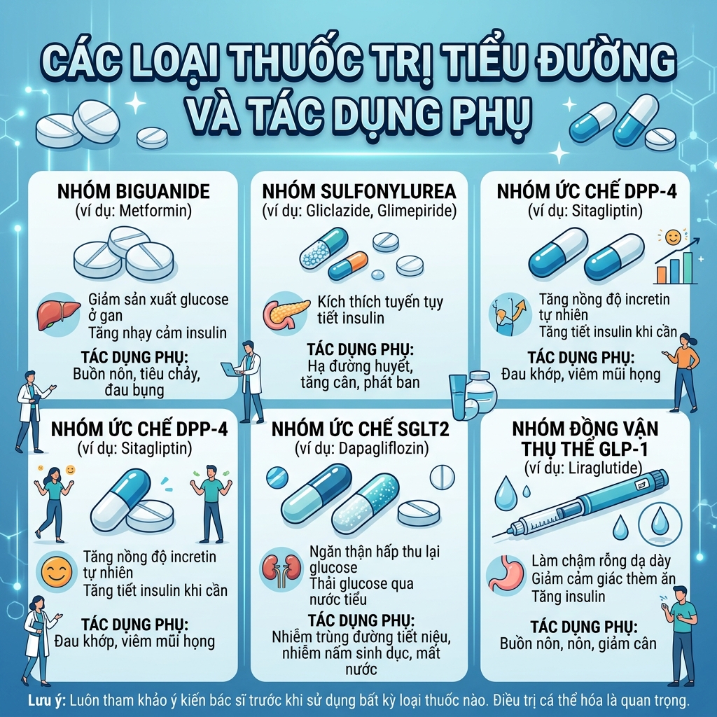 Tổng quan c&aacute;c nh&oacute;m thuốc trị tiểu đường phổ biến tr&ecirc;n thị trường hiện nay