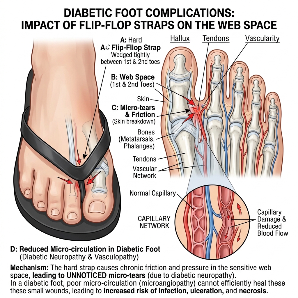 Giải phẫu tổn thương mao mạch kẽ ngón do dép xỏ ngón tiểu đường