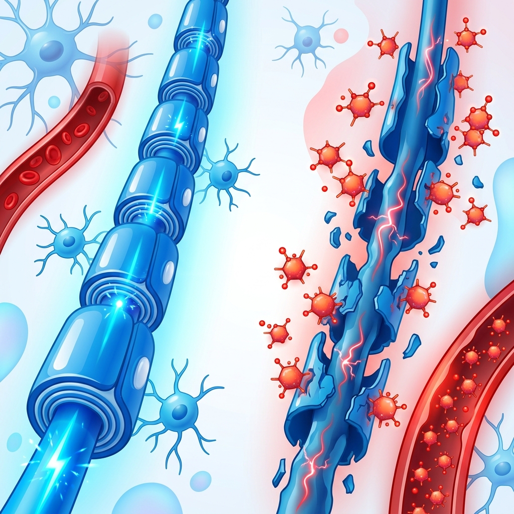 tê bì chân tay dấu hiệu tiểu đường - Đường huyết cao phá hủy lớp vỏ Myelin bọc dây thần kinh